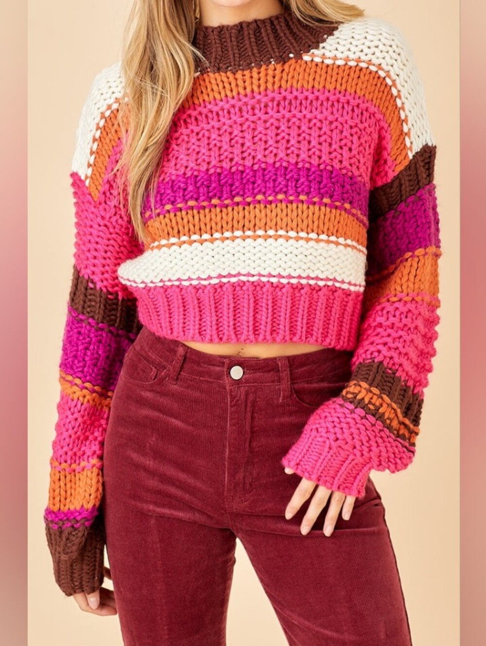 altar'd state Oversized Cropped Chunky Knit Sweater